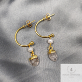 Raw Herkimer Quartz Earrings, Electroplated Earrings, 14K Gold Plated Earrings, Raw Earrings, Women Earrings, Gift For Her, Crystal Earrings